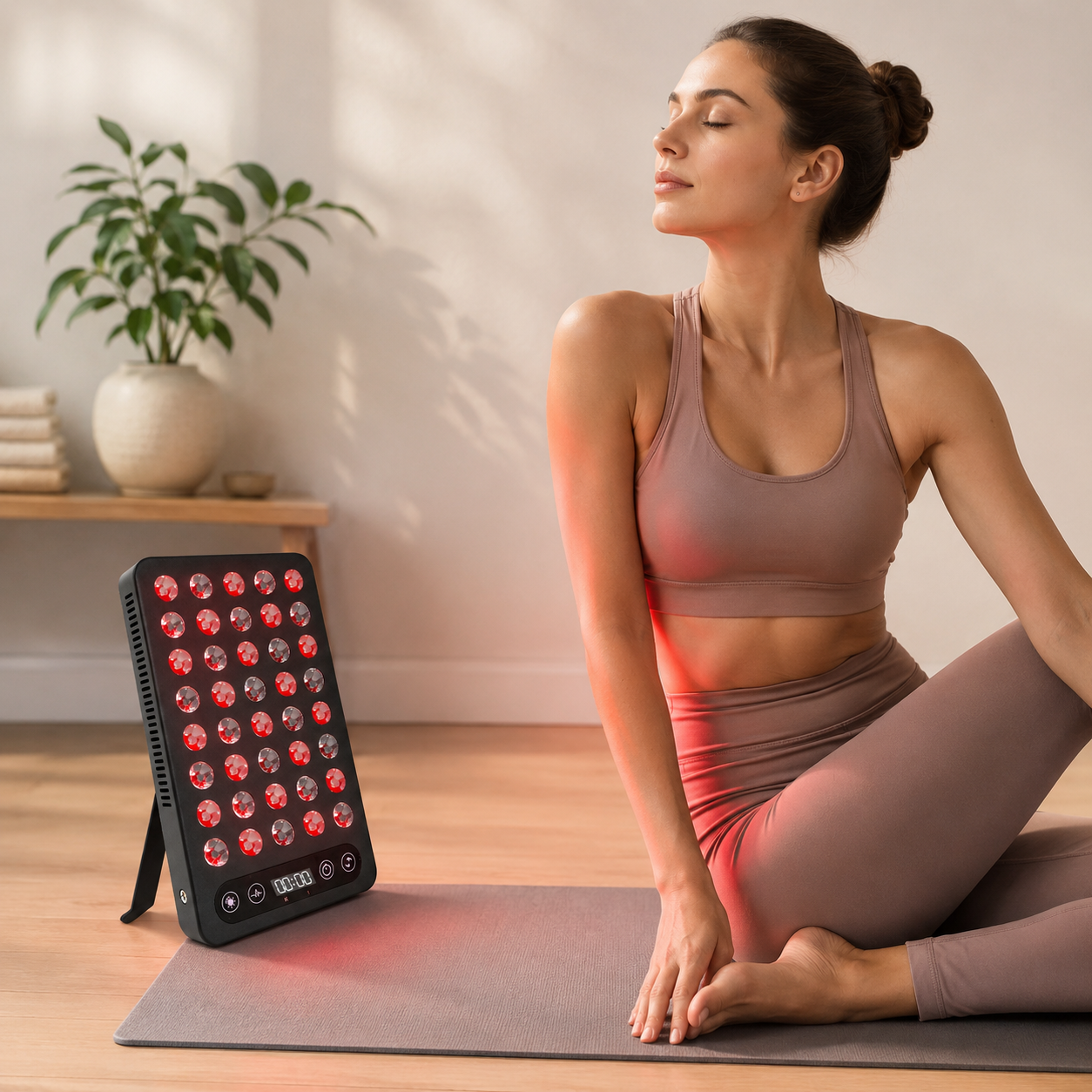 Red & Near-Infrared Light Panel with Timer and Stand